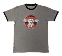 Van Halen - Camiseta Ringer Círculo para Adultos Unisex (L) (Gris, Negro)
