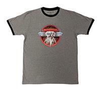 Van Halen - Camiseta Ringer Círculo para Adultos Unisex (XXL) (Gris, Negro)