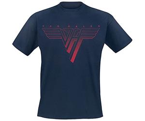Van Halen Classic Red Logo Hombre Camiseta Azul Marino L 100% algodón Regular