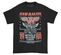 Van Halen World Invasion Tour 1980 Hombre Camiseta Negro XL, 100% algodón, Regular