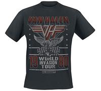 Van Halen World Invasion Tour 1980 Hombre Camiseta Negro XL, 100% algodón, Regular