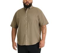 Van Heusen Big and Tall Wrinkle Free Short Sleeve Button Down Shirt, No-Tuck Length, Comfortable Stretch Fabric Camisa Abotonada, Aluminio, XXL (Alto) para Hombre