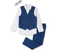 Van Heusen Boys' 4-Piece Formal Suit Set, Vest, Pants, Collared Dress Shirt, and Tie, Blue Jean, 2T