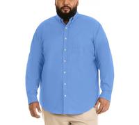 Van Heusen Camisa de Manga Larga con Botones para Hombre, Grande y Alta, sin Arrugas, Color Azul Riviera, Talla 4XL, Riviera Azul, 4XL Alto