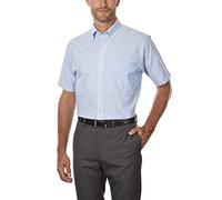 Van Heusen Camisa de Vestir de Manga Corta para Hombre, Ajuste Regular, Oxford, Color Liso, Azul, 18.5"-19" Neck
