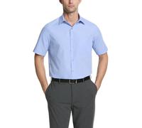 Van Heusen Camisa de vestir de manga corta para hombre, corte recto, popelina lisa, Azul (Cameo Blue), 18" Neck