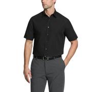 Van Heusen Camisa de vestir de manga corta para hombre, corte recto, popelina lisa, Negro -, 15" Neck