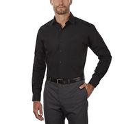 Van Heusen Camisa de Vestir de Popelina de Ajuste Regular sólido, Negro, 16 Neck / 34-35 Sleeve para Hombre