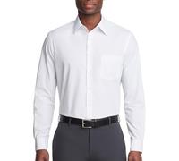 Van Heusen - Camisa de vestir de popelina para hombre, corte normal, color liso, Piedra, 17" Neck 34"-35" Sleeve