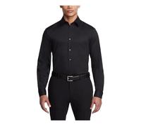 Van Heusen - Camisa de vestir elástica de corte ceñido para hombre con cuello flexible, Negro, 17" Neck 34"-35" Sleeve