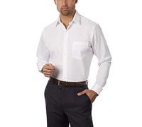 Van Heusen - Camisa de vestir entallada para hombre (popelina), color liso, Blanco, 14.5" Neck 34"-35" Sleeve