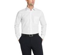 Van Heusen - Camisa de vestir entallada para hombre (popelina), color liso, Blanco, 17" Neck 34"-35" Sleeve