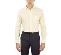 Van Heusen - Camisa de vestir entallada para hombre (popelina), color liso, glaseado de limón, 17.5" Neck 34"-35" Sleeve