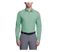 Van Heusen - Camisa de vestir entallada para hombre (popelina), color liso, Hoja, 17.5" Neck 32"-33" Sleeve