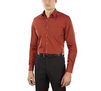 Van Heusen - Camisa de Vestir Entallada para Hombre (Popelina), Color Liso, Naranja (Persimmon), 46 cm Cuello 81/84 cm Manga