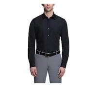 Van Heusen - Camisa de vestir entallada para hombre (popelina), color liso, Negro -, 17" Neck 34"-35" Sleeve