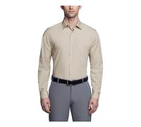 Van Heusen - Camisa de vestir entallada para hombre (popelina), color liso, Piedra, 16" Neck 36"-37" Sleeve
