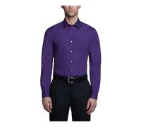 Van Heusen - Camisa de vestir entallada para hombre (popelina), color liso, Terciopelo morado, 17.5" Neck 36"-37" Sleeve