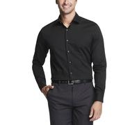 Van Heusen Camisa de Vestir para Hombre, Cuello Flexible, elástica, Color Liso (Grande y Alto), Negro, 18" Neck 34"-35" Sleeve