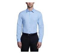 Van Heusen - Camisa de vestir entallada para hombre (popelina), color liso, Azul (Cameo Blue), 15.5" Neck 32"-33" Sleeve