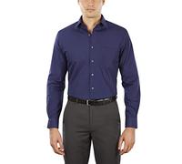 Van Heusen - Camisa de vestir entallada para hombre (popelina), color liso, Azul persa, 16.5" Neck 32"-33" Sleeve