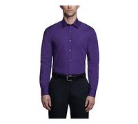 Van Heusen - Camisa de vestir para hombre (popelina), color liso - Morado - 39.37 cm cuello/81.28/83.82 cm manga (M)