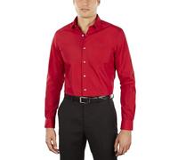 Van Heusen - Camisa de vestir para hombre (popelina), color liso - Rojo - 38.1 cm cuello/81.28/83.82 cm manga (M)