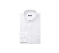 Van Heusen Camisa de vestir Pinpoint para hombre, ajuste regular, cuello abotonado, color liso, Blanco, 46 cm Cuello 81/ 84 cm Manga
