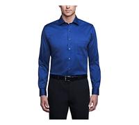 Van Heusen Dress Shirt Regular Fit Flex Collar Stretch Solid Camisa Esmoquin, Azul Cobalto, L Hombres