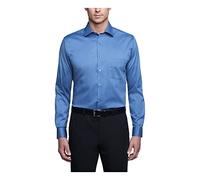 Van Heusen Dress Shirt Regular Fit Flex Collar Stretch Solid Camisa Esmoquin, BLU Polvere, S Cuello 37 cm, Manga 81/84 cm Hombres