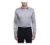 Van Heusen Dress Shirt Regular Fit Flex Collar Stretch Solid Camisa Esmoquin, Gris Grey Mist, L-41 cm Cuello 91/94 cm Manga Hombres