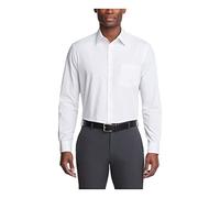 Van Heusen Camisa de Vestir de Popelina de Ajuste Regular sólido, Blanco, 18.5 Neck / 34-35 Sleeve para Hombre