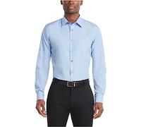 Van Heusen Camisa de Vestir de Popelina de Ajuste Regular sólido, Cameo Blue, 47 cm Cuello 91 cm-94 cm Manga para Hombre