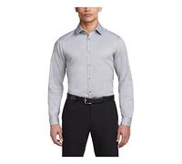 Van Heusen Dress Shirt Slim Fit Flex Collar Stretch Solid Camisa de Vestir, Gris Niebla, 15.5 Neck / 32-33 Sleeve para Hombre