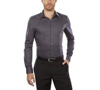 Van Heusen Dress Shirt Slim Fit Flex Collar Stretch Solid Camisa de Vestir, Gris Oscuro, 46 cm COU 81/84 cm Manche(XXL) para Hombre