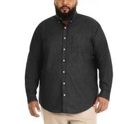 Van Heusen Hombres 50W5771 Manga Corta Camisa de Botones - Negro - X-Large