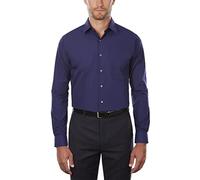 Van Heusen Men's Dress Shirt Regular Fit Poplin Solid, Persian Blue, 17.5" Neck 36"-37" Sleeve (X-Large)