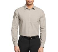 Van Heusen Men's Dress Shirt Regular Fit Poplin Solid, Stone, 16" Neck 32"-33" Sleeve