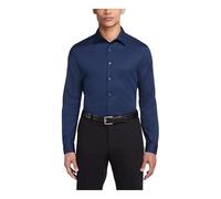 Van Heusen Men's Flex Collar Slim Fit Stretch Dress Shirt, Night Blue, 17" Neck 34"-35" Sleeve