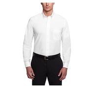 Van Heusen Men's Long-Sleeve Oxford Dress Shirt, White, 20" Neck 34"-35" Sleeve