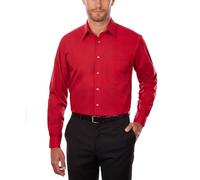Van Heusen Men's Poplin Regular Fit Solid Point Collar Dress Shirt, Flame, 16.5" Neck 36"-37" Sleeve