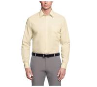 Van Heusen Men's Poplin Regular Fit Solid Point Collar Dress Shirt, Lemon Glaze, 16" Neck 36"-37" Sleeve