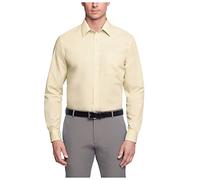 Van Heusen Men's Poplin Regular Fit Solid Point Collar Dress Shirt, Lemon Glaze, 18.5" Neck 34"-35" Sleeve