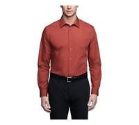 Van Heusen Men's Poplin Regular Fit Solid Point Collar Dress Shirt, Persimmon, 15.5" Neck 32"-33" Sleeve