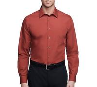 Van Heusen Men's Poplin Regular Fit Solid Point Collar Dress Shirt, Persimmon, 15.5" Neck 32"-33" Sleeve