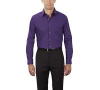Van Heusen Men's Poplin Regular Fit Solid Point Collar Dress Shirt, Purple Velvet, 15.5" Neck 32"-33" Sleeve