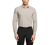 Van Heusen Men's Poplin Regular Fit Solid Point Collar Dress Shirt, Stone, 15.5" Neck 36"-37" Sleeve