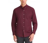 Van Heusen Wrinkle Free Long Sleeve Button Down Shirt Camisa Abotonada, Puerto Rojo, M para Hombre