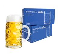 Van Well - Juego de 12 Jarra de cerveza (0,5 l calibrado | Media litros jarra de cerveza con asa, vidrio de cerveza Lavavajillas. Perfecto para gastronomía