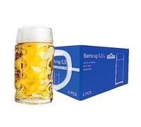 Van Well Juego de 6 jarras medidas, 0,5 L, calibradas, vasos de cerveza aptas para lavavajillas, perfectos para gastronomía, jarra de cerveza de medio litro con asa